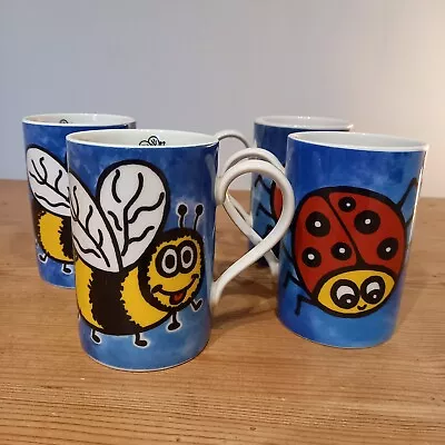 Dunoon Mugs Cups Creepy Crawlies By Jane Brookshaw Ladybird Bee Bugs X4 • £20