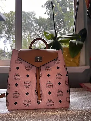 MCM Visetos Small Essential Backpack - Pink Cognac • $349
