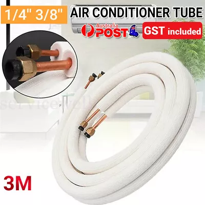3m Insulated Copper Pipe Split Line Air Conditioner Pipe Fitting Pair Coil Tube • $40.13