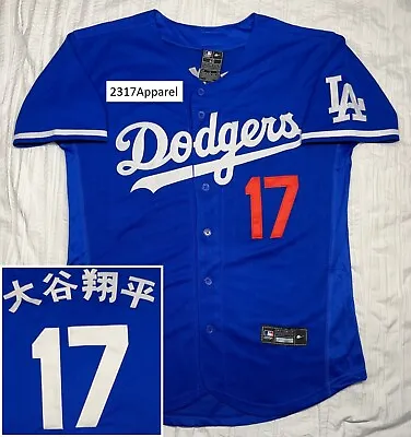 Dodgers Jersey #17 Shohei Ohtani Size S-4xl Kanji Japanese Los Angeles Blue Mens • $80