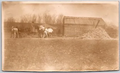 Horse Carriage Farm House Transportation Stock Farmyards Antique Postcard • £15.37