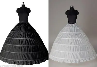 White 6 Hoop Wedding Ball Gown Crinoline Bridal Dress Petticoat Skirt Underskirt • £17.99