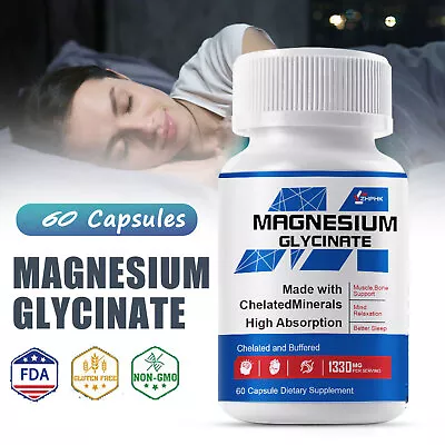 Magnesium Glycinate 1330mg Sleep Mind Anxiety Relief Muscle Bone Health Support • $11.99
