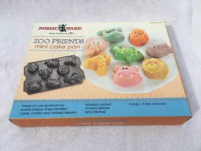 Nordic Ware Zoo Friends Mini Cake Pan 3D 8 Baking Molds Cast Non-Stick Animals • $29.99