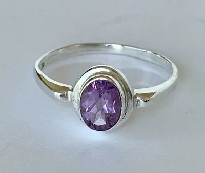 925 Sterling Silver Stackable Amethyst Gemstone Stack Ring Size US 6 7 8 9 • $24.99