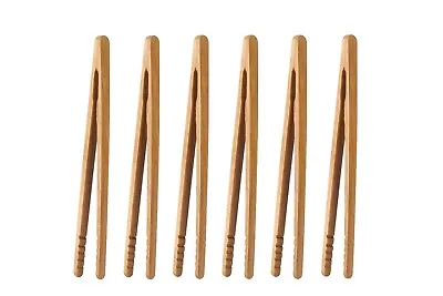 6 Pack Toaster Tongs 7 Inches Bamboo Tongs For Cooking Toast Kitchen Wo • $8.99
