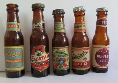 VTG Lot 5 Mini Beer Bottles Hamm's P S  RUPPERT Blatz EDELWEISS Falstaff • $45.99