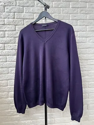 Versace Purple Wool Knit V-Neck Sweater Men's Size 54 • $60