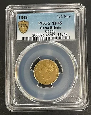 1842 Victoria 1/2 Sovereign Gold Great Britain Coin PCGS XF-45 Queen Victoria • $1125
