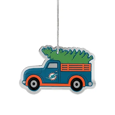 Miami Dolphins Christmas Tree Holiday Flat Ornament - Truck With Tree - Logo • $9.89