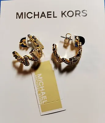 Michael Kors Logo Huggie Earrings Gold Tone- New • $49.99