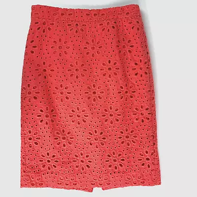 J.Crew Womens Size 00 No. 2 Pencil Skirt Eyelet Cut Out Floral Embroidered Lined • $10.39