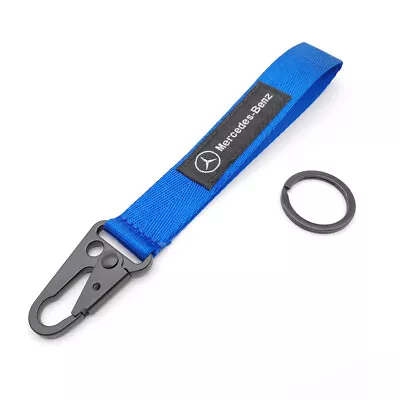Car Keychain Embroidered Logo Key Chain Lanyards Blue Nylon For Mercedes Benz • $8.99