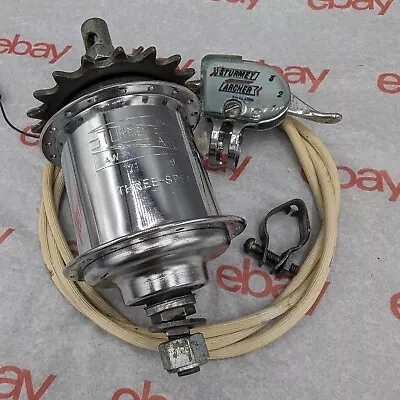 1971 Sturmey Archer 3-Speed Internal Gear Hub 36h 18t W/ Shifter And Hardware • $69.99