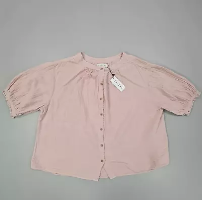 Velvet By Graham & Spencer Womens Shirt Pink Medium Candra Gauze Button Up Top • £29.99