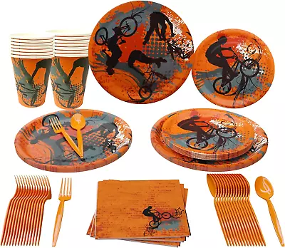 Extreme Party Supplies Packs (116 Pieces For 16 Guests) - Dirt Bike Birthday  • $24.32