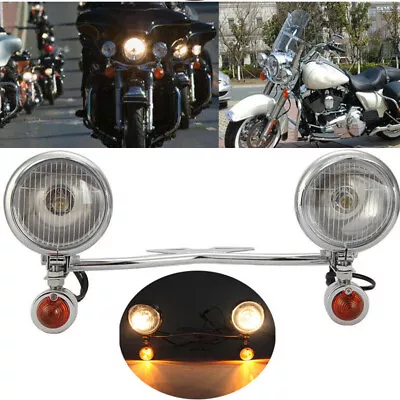 Passing Turn Signal Lamp Driving Fog Spot Light Bar Kit For Harley Motorcycle US • $91.22