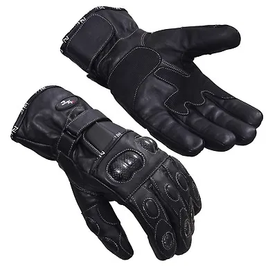 Winter Leather Thermal Lined Biker Motorbike Motorcycle Waterproof Gloves Norman • £13.99