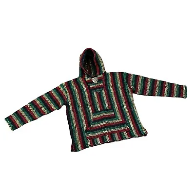 Baja Joe Mexican Drug Rug Rasta Hippie Boho Poncho Pullover Hoodie Medium • $7.99