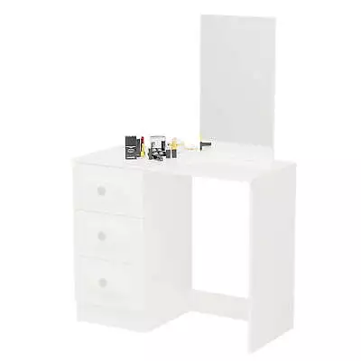  Ava Modern Vanity Table With Mirror 3 Drawers White Painted • $130.50