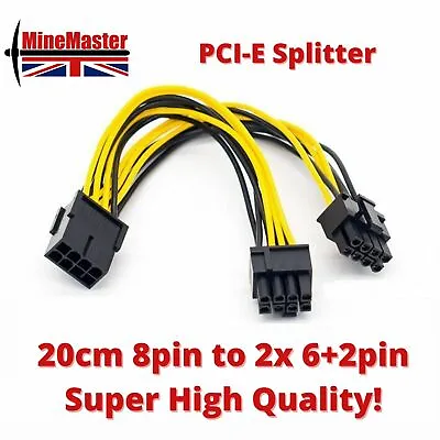 £3.99 • Buy PCI-E 8pin To 2x PCI-E 6+2pin Splitter Power Cable - GPU Crypto Mining