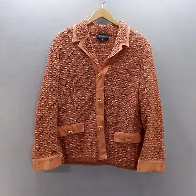 £35.89 • Buy LUISA  SPAGNOLI Jacket XL Orange Gold Glitter Button Up Knit Womens Vintage