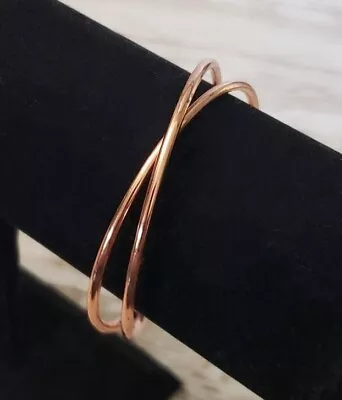 Vintage Bracelet / Bangle - Rose Gold/Copper Tone Cross Over • $12.99