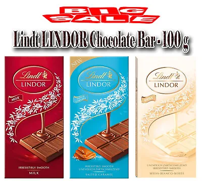 Lindt LINDOR White Chocolate Bar - 100 G FREE  DELIVERY • £2.95