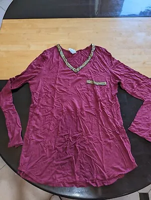 Womens Ink Ray Purple Long Sleeve Shirt Sz Xl • $13.98