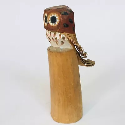 Carved Wood Vintage Perched Owl Figurine 6  • $9.95