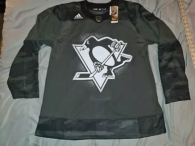 Pittsburgh Penguins Military Appreciation Authentic Adidas Hockey Jersey 52 Nwt • $100.21