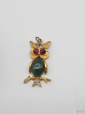 Vintage Owl Pendant Glass Eyes Retro Estate Find  • $9.99