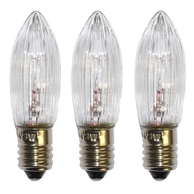 3x Top Candle E10 All Editions Clear Ribbed 3W E10 EGB Bulbs • $4.51