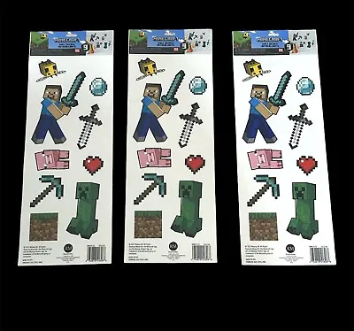 Bundle Of 3 NEW  MINECRAFT Gamers Set Of 9 Vinyl Wall Laptop Sticker Decals • $18.99