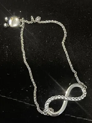 Zales/kay Jeweler 1/10tcw Diamond Infinity Sterling Silver Double Chain Bracelet • $59.95