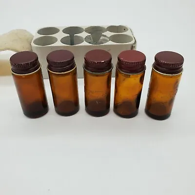 Vintage Test Tubes Small Empty Bottles With Metal Holder Lot Of 5 Lab Chemist • $39.95