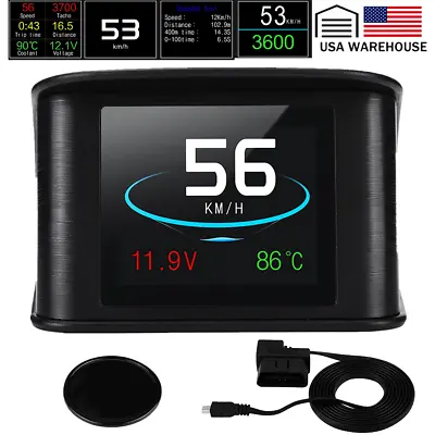 $35.99 • Buy OBD2 Car HUD Head Up Display Speed KM/h MPH OverSpeed Warning Water Temperature