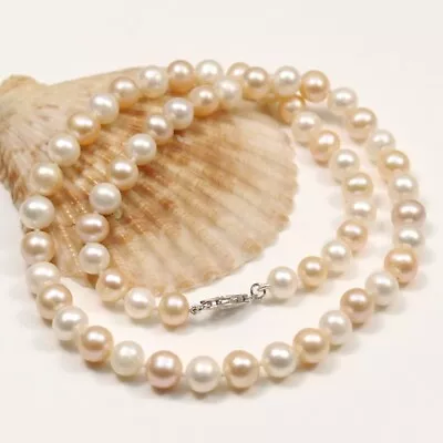 Real Genuine AAA 7-8mm Polychrome Fresh Water Cultured Cultured Pearl Necklace • $15.59