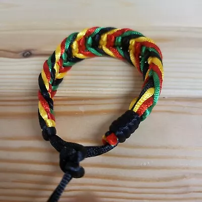 RASTA COLOR BRAIDED BRACELET Unisex Red/Black/Yellow/Green • $7.95