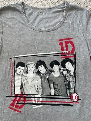 VINTAGE 1D ONE DIRECTION Short Sleeve Gray Women S T-shirt Snug Slim Fit  • £19.27