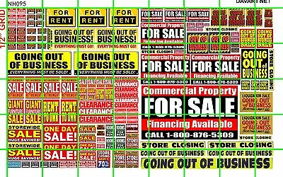 NH095 DAVE'S 1/2 Set N SCALE BIZ FOR SALE GOING OUT OF BUSINESS SALE SIGNAGE • $4.94