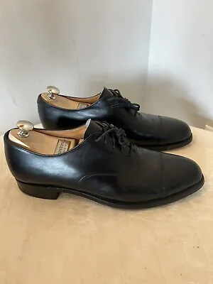 VTG Barrie LTD Mens Cap Toe Dress Shoes Black Oxford Balmoral England 10 B • $99.95