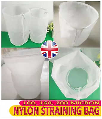 REUSABLE NYLON HOP STRAINING BAG 20x30cm 100 160 200 MICRON FLAT BEER MUSLIN • £9.99