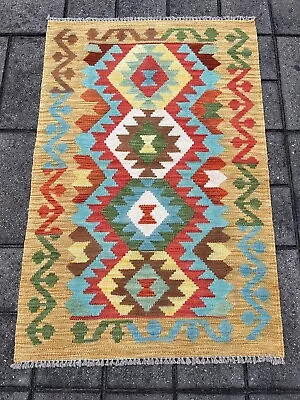 Hand Woven Afghan Wool Kilim Size: 120 X 80 Cm Flat Woven Handmade Floor Rug • $105