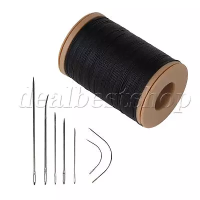 $9.79 • Buy Black Waxed Natural Linen Thread Cord Leather Craft Chisel Sewing 0.55mm 100M