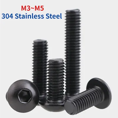 Black 304 Stainless Steel Socket Button Screws Dome Head Hex Allen Bolts M3-M5 • $1.25