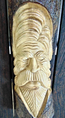 £15.49 • Buy Wizard Green Forest Man Wood Log Carving Home Garden Wall Hanging Ornament 30cm