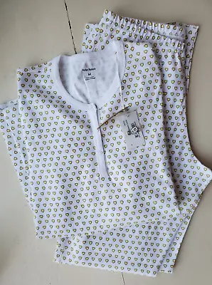 New Roller Rabbit Womens Pajamas Yellow Hearts Two Piece Size Medium (08076C) • $110