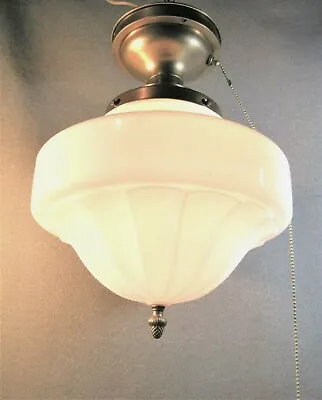 Schoolhouse Industrial Antique Ceiling Fixture & 12 In. Fluted Glass Globe • $299.95