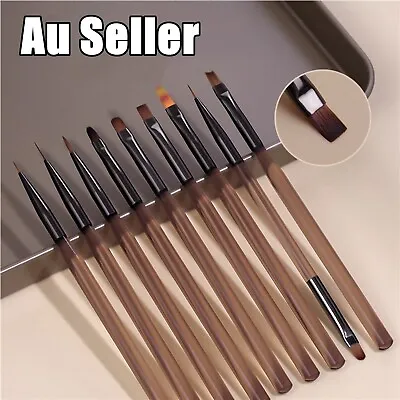 $4.95 • Buy 9PCS Acrylic Nail Art Brush Pen UV Gel Painting Drawing Liner Polish Brushes Too